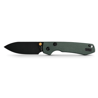 Vosteed Raccoon Top Liner Lock A2901 - 3.25" 14C28N Black Stonewashed Blade, Green Micarta Handle