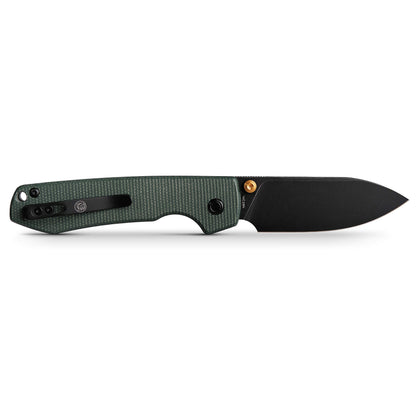 Vosteed Raccoon Top Liner Lock A2901 - 3.25" 14C28N Black Stonewashed Blade, Green Micarta Handle