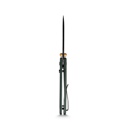 Vosteed Raccoon Top Liner Lock A2901 - 3.25" 14C28N Black Stonewashed Blade, Green Micarta Handle