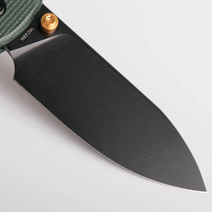 Vosteed Raccoon Top Liner Lock A2901 - 3.25" 14C28N Black Stonewashed Blade, Green Micarta Handle