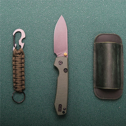 Vosteed Raccoon Top Liner Lock A2901 - 3.25" 14C28N Black Stonewashed Blade, Green Micarta Handle