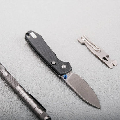 Vosteed Raccoon Top Liner Lock A2903 - 3.25" 14C28N Satin Blade, Black Micarta Handle