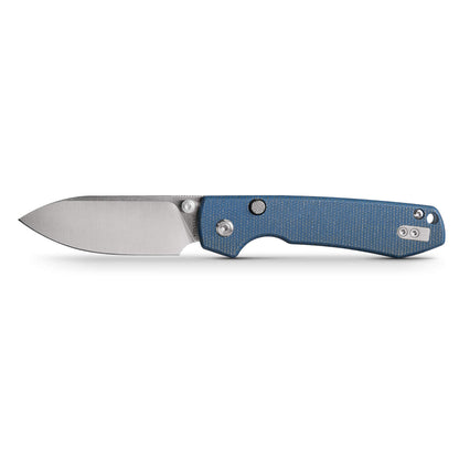 Vosteed Raccoon Top Liner Lock A2905 - 3.25" 14C28N Satin Blade, Blue Micarta Handle