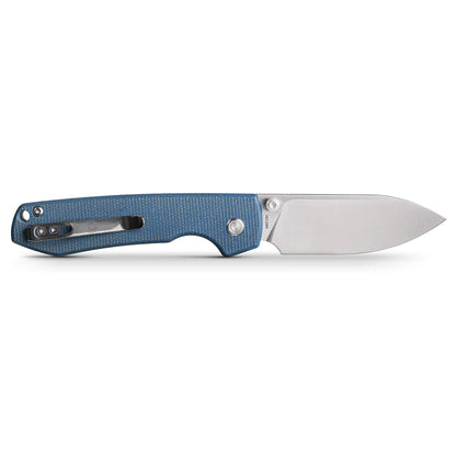 Vosteed Raccoon Top Liner Lock A2905 - 3.25" 14C28N Satin Blade, Blue Micarta Handle