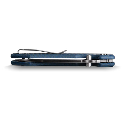 Vosteed Raccoon Top Liner Lock A2905 - 3.25" 14C28N Satin Blade, Blue Micarta Handle