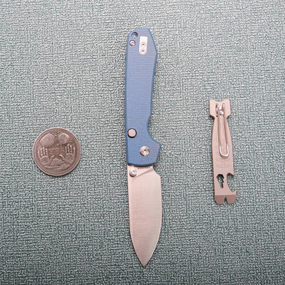 Vosteed Raccoon Top Liner Lock A2905 - 3.25" 14C28N Satin Blade, Blue Micarta Handle