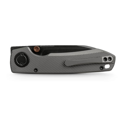 Vosteed Raccoon V Vanchor Lock A4004 - 3.22" M390 Black Stonewash Blade, Titanium Handle