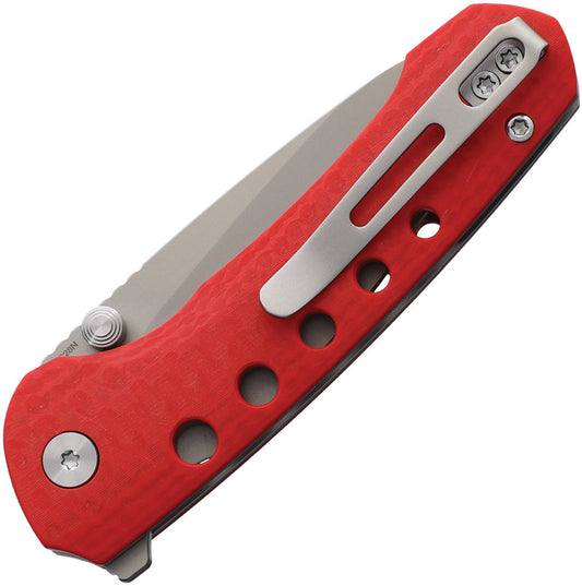 Remette RT-Bee - 2.8" 14C28N Sandblasted Blade, Red G10 Handle and Titanium Toothpick