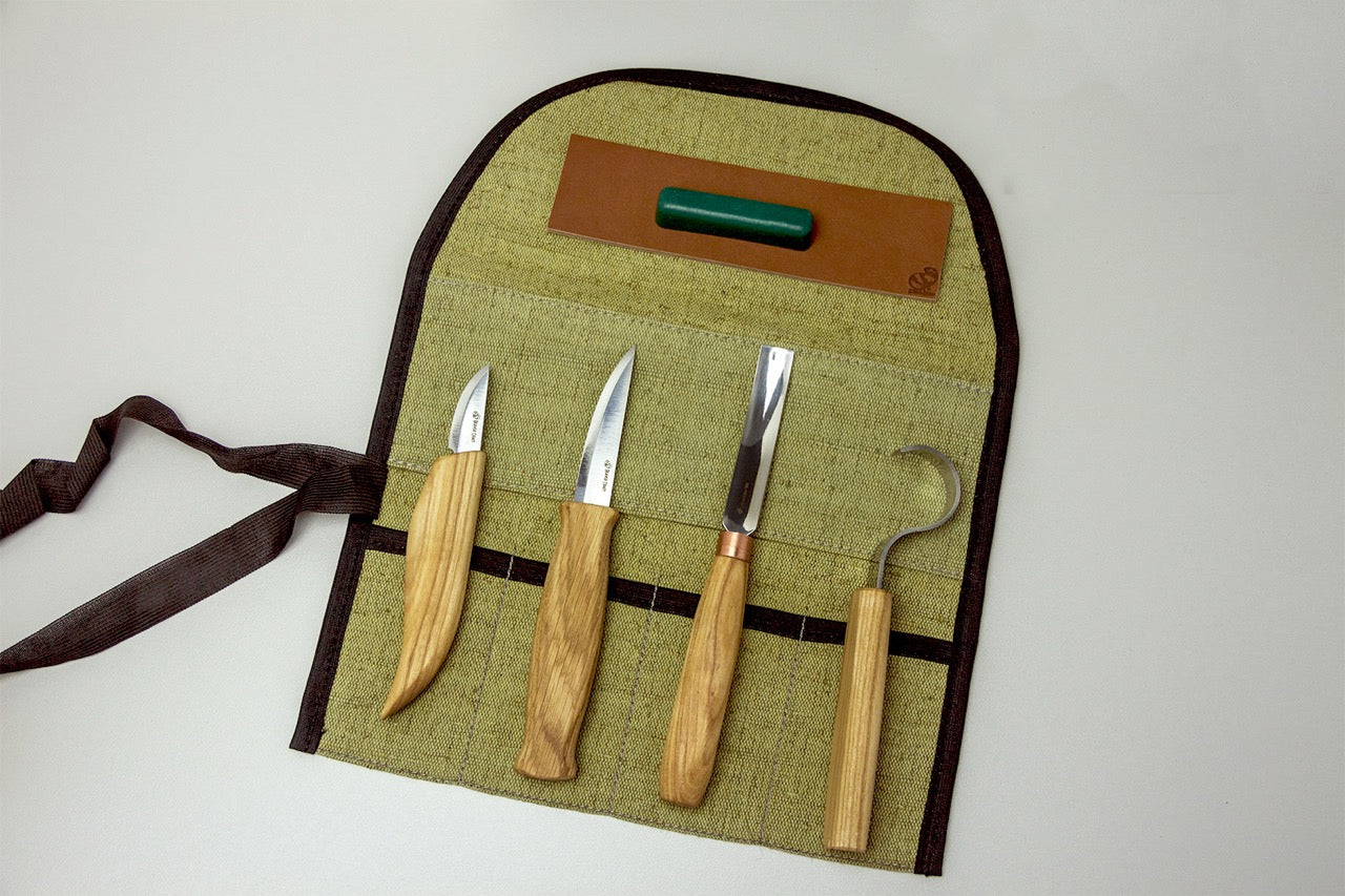 BeaverCraft S43 - Spoon and Kuksa Carving Professional Set with Knives and Strop