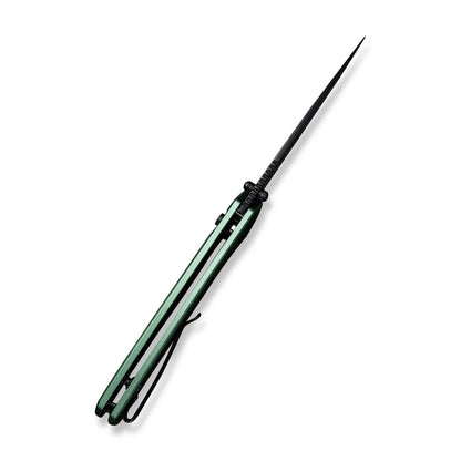 Sencut Serene Green S21022B-5 - 3.48" Black Stonewashed D2, Green Aluminium