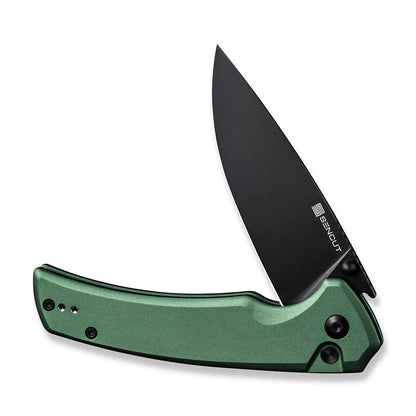 Sencut Serene Green S21022B-5 - 3.48" Black Stonewashed D2, Green Aluminium