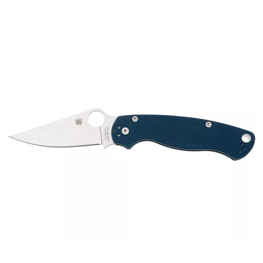 Spyderco Para Military 2 C81GCBL2 - 3.45" SPY27 Satin Blade, Cobalt Blue G-10 Handles