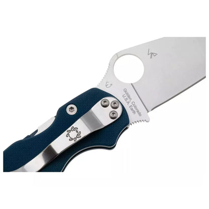 Spyderco Para Military 2 C81GCBL2 - 3.45" SPY27 Satin Blade, Cobalt Blue G-10 Handles