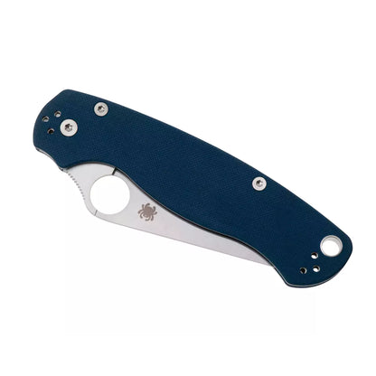 Spyderco Para Military 2 C81GCBL2 - 3.45" SPY27 Satin Blade, Cobalt Blue G-10 Handles