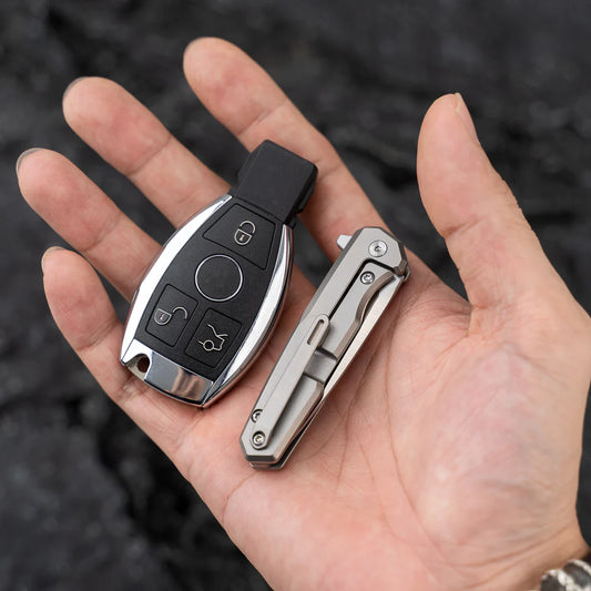 Olitans Mini Knife T019 - 2.16" 14C28N Belt Satin Blade, Titanium Handle