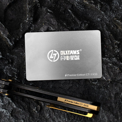 Olitans T052-CT - 3.54" M390 Black Stonewashed Blade, Black Titanium Handle