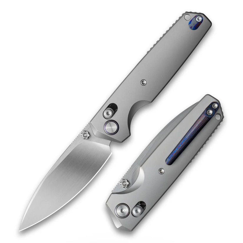 Olitans Ti-Aero T075 Brushed - 3.23" M390 Hand Brushed Blade, Titanium Handle & Zirconium Damascus