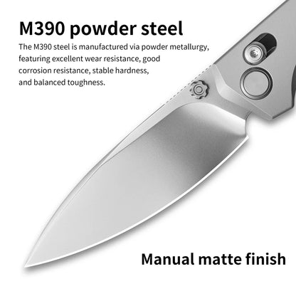 Olitans Ti-Aero T075 Matte - 3.23" M390 Bead Blasted Blade, Titanium Handle