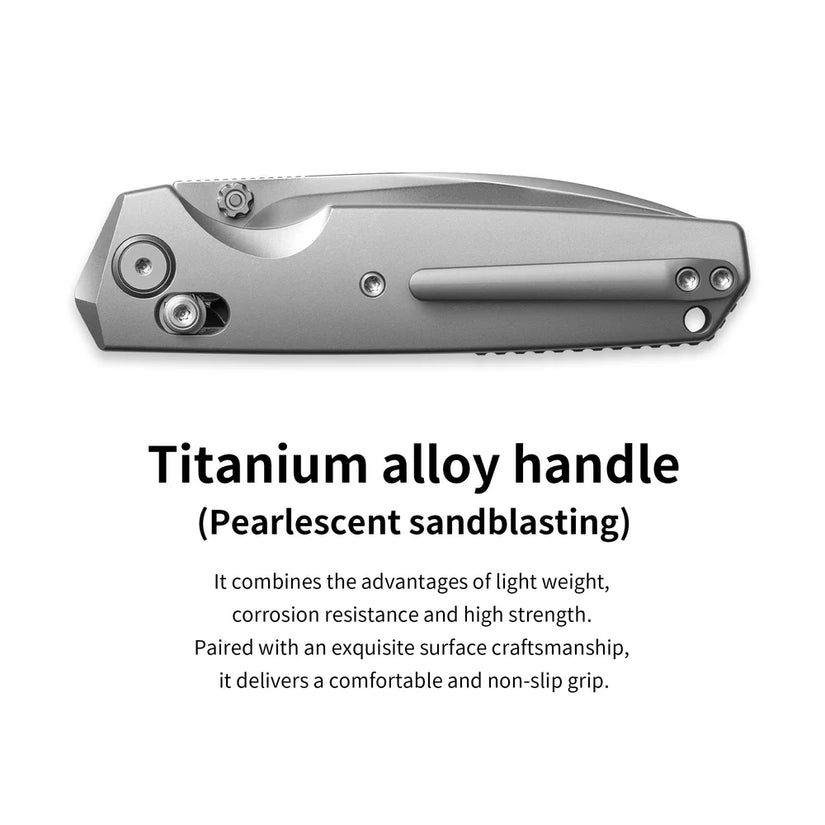 Olitans Ti-Aero T075 Matte - 3.23" M390 Bead Blasted Blade, Titanium Handle