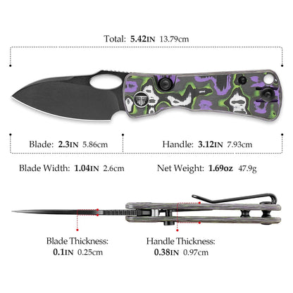 Trivisa Andromeda Pro-PG - 2.3" N690 Black Stonewashed Blade, Purple Fat Carbon Handle