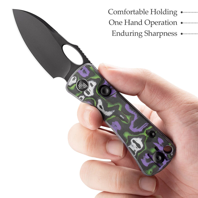 Trivisa Andromeda Pro-PG - 2.3" N690 Black Stonewashed Blade, Purple Fat Carbon Handle