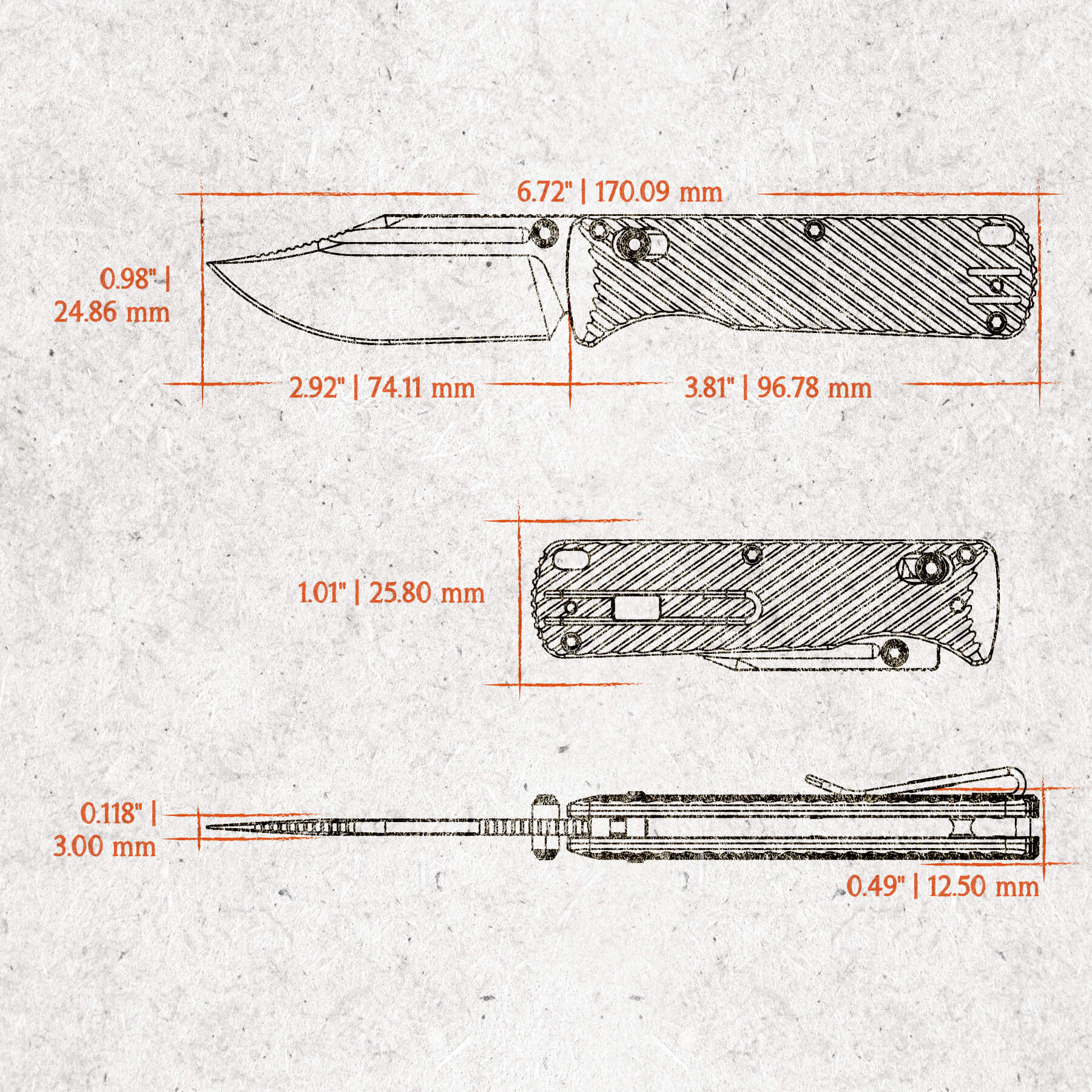 Vosteed Vombat A4101 - 2.92" M390 Satin Bowie Blade, Grey Aluminium Handle