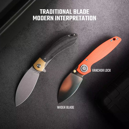 Vosteed Shilin Cutter A2801 - 2.9" 154CM Satin Blade, Orange Norplex UltreX G10 Handle