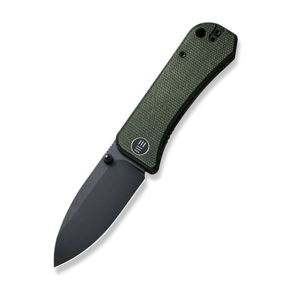 WE Knife Co. Banter Green Micarta 2004J - 2.9" Black Stonewashed S35VN, Green Micarta