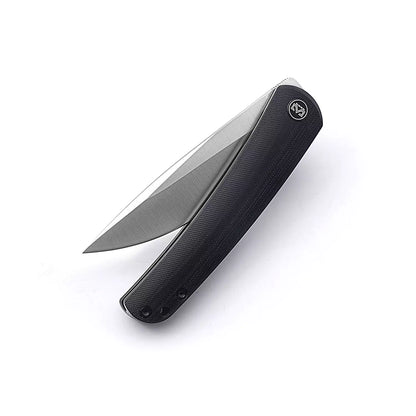 Miguron Knives Akri - 3.5" 14C28N Satin Blade, Black G10 Handle, Front Flipper