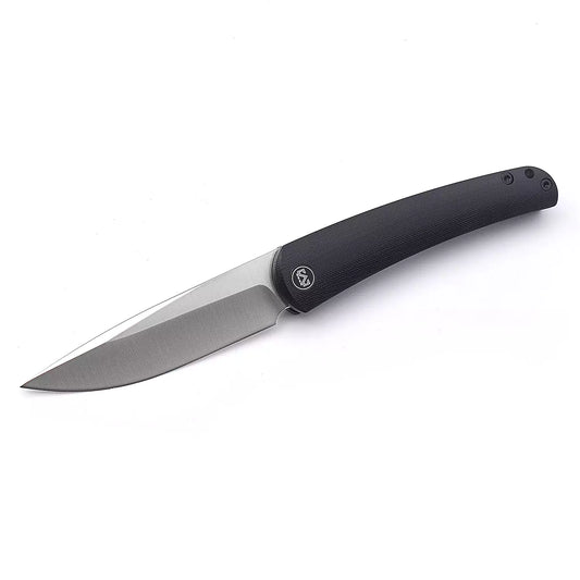 Miguron Knives Akri - 3.5" 14C28N Satin Blade, Black G10 Handle, Front Flipper