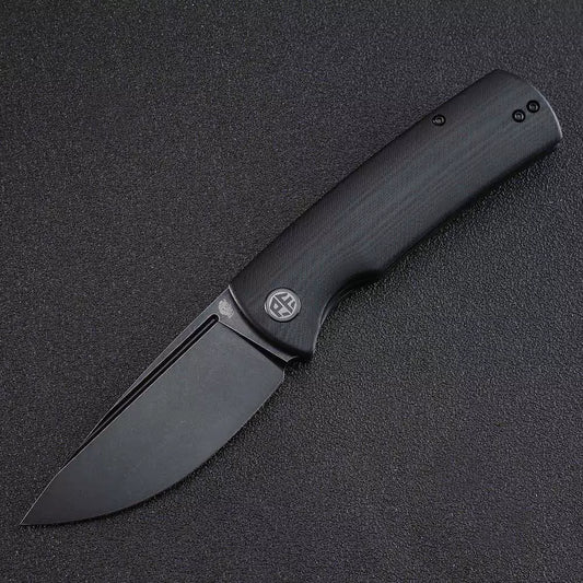 Petrified Fish Beluga PFP01 - 3.62" K110 Black Stonewashed Blade, Black G10 Handle, Front Flipper